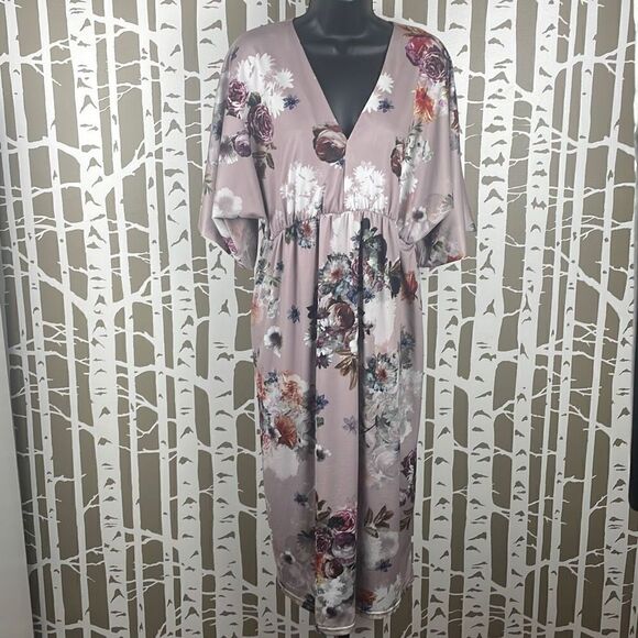 ASOS Floral Print Dolman Sleeve Empire Waist Midi Dress 8 - Picture 1 of 12